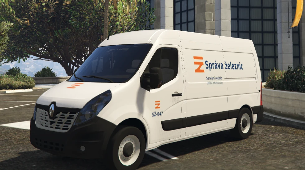 Renault Master in white Správa železnic livery, viewed from the front left