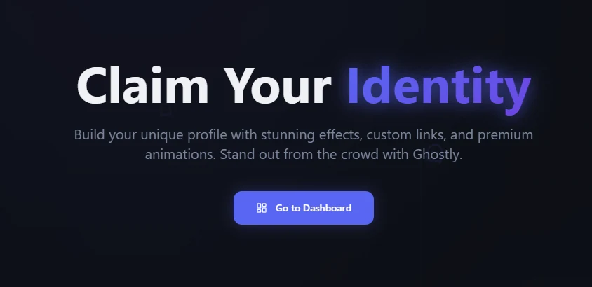 Ghostly.one landing page hero — Claim Your Identity