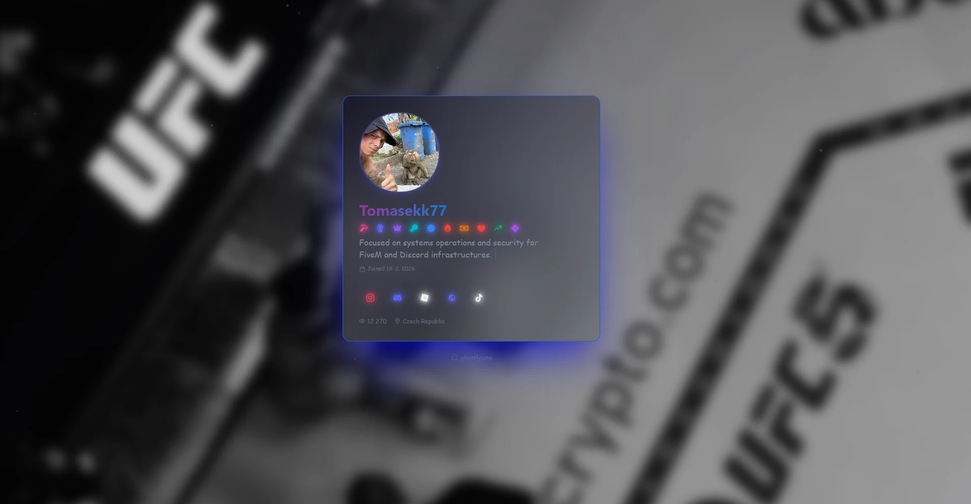Ghostly.one example public profile card